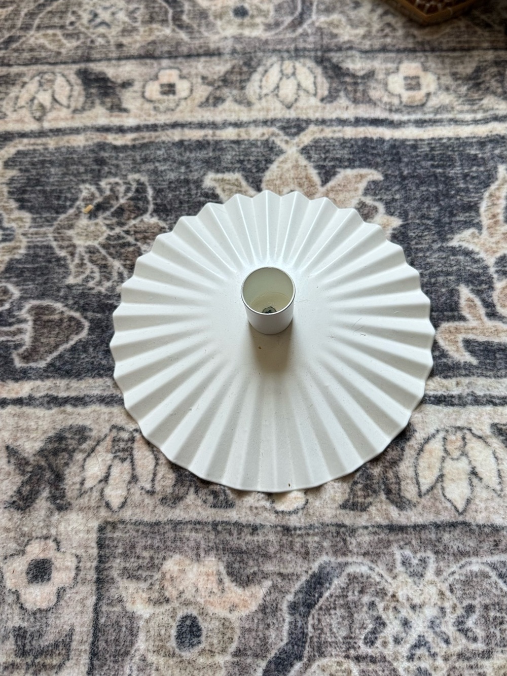 IKEA flat white metal candle holder